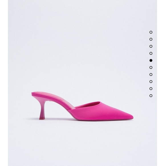Zara Hot Pink Pointed Toe Heeled Mules - Picture 10 of 14